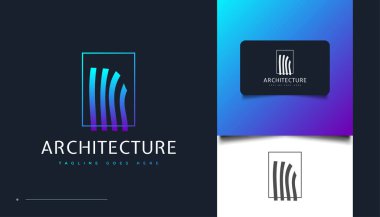 Emlak Endüstrisi Kimliği için Dalgalı Etkili Eşsiz Mimari Logo Tasarımı. İnşaat, Mimarlık veya İnşaat Logosu Tasarım Şablonu