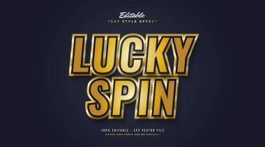 Parıltılı Efektli Şanslı Dönen Metin Mavisi ve Altın. Düzenlenebilir Metin Biçimi Efekti