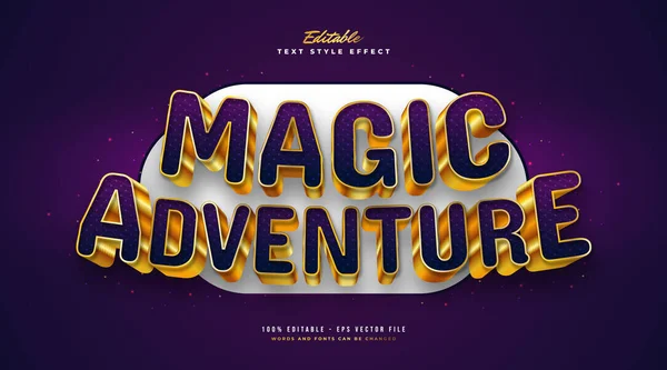 具有3D游戏风格的紫色和金色魔法冒险文字 可编辑文本风格效果 — 图库矢量图片