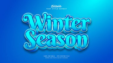 Blue Winter Sezon Metin Stili Soğuk ve Buz Etkisi. Düzenlenebilir Metin Biçimi Efekti