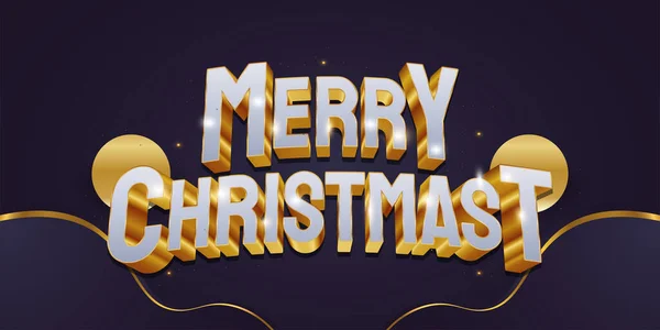 Merry Christmas Lettering Tekst Luksusowym Kolorze Białym Złotym Efektem Musujące — Wektor stockowy