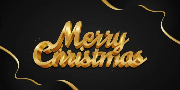 Luksusowy Merry Christmas Lettering Gold Effect Czarno Złote Tło Wesołych — Wektor stockowy
