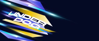 Futuristic and Dynamic Sport Banner with Colorful Geometric Shapes and Glowing Light Effects. Background for Ads, Sport, Branding, Cover Design