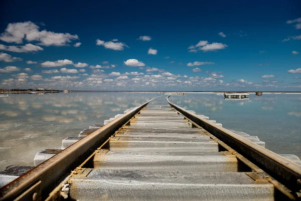 The railroad at lake Baskunchak Stock Image