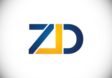 Baş Monogram Harf Z D Logo Tasarım Vektör Şablonu. Şirket İş Kimliği için Grafik Alfabesi Sembolü