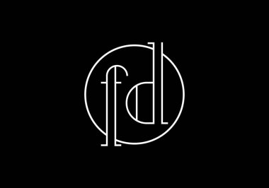 İlk Monogram F D Logo Tasarım Vektör Şablonu. F D Harfi Logo Tasarımı
