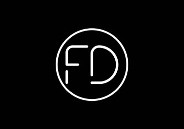İlk Monogram F D Logo Tasarım Vektör Şablonu. F D Harfi Logo Tasarımı