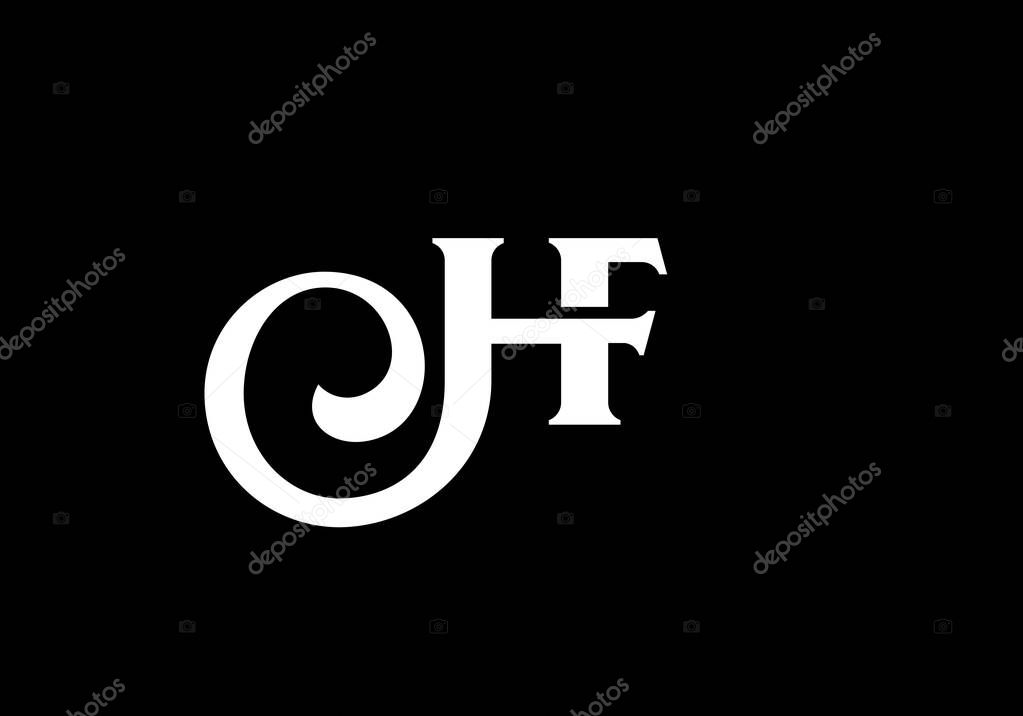 Initial Monogram Letter H F Logo Design Vector Template. H F Letter Logo Design