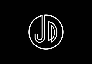Baş Monogram Harf J D Logo Tasarım Vektör Şablonu. JD Harf Logosu Tasarımı