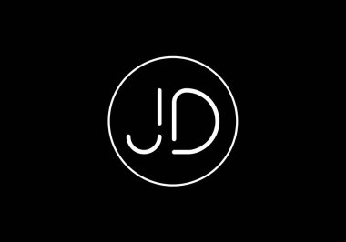Baş Monogram Harf J D Logo Tasarım Vektör Şablonu. JD Harf Logosu Tasarımı