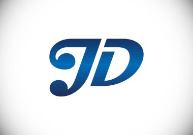 Baş Monogram Harf J D Logo Tasarım Vektör Şablonu. JD Harf Logosu Tasarımı