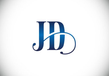 Baş Monogram Harf J D Logo Tasarım Vektör Şablonu. JD Harf Logosu Tasarımı