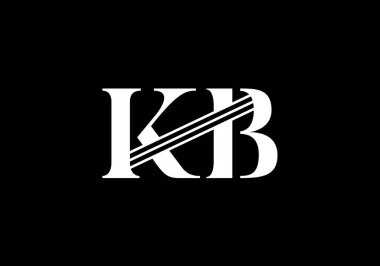 İlk Monogram Harf K B Logo Tasarım Vektör Şablonu. K B Harfi Logo Tasarımı