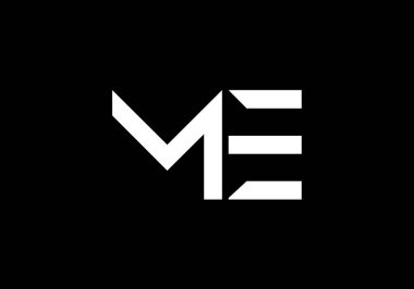 Baş Monogram M E Logo Tasarım Vektör Şablonu. M E Harfi Logo Tasarımı