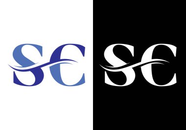 İlk Monogram Harf S C Logo Tasarım Vektör Şablonu. S C Harf Logosu Tasarımı