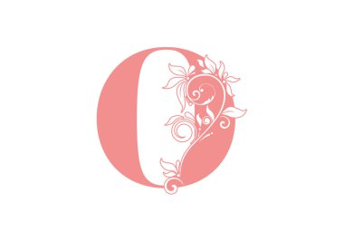 Baş harfleri O. Çiçek alfabesi. Düğün davetiyeleri, tebrik kartları, logolar, posterler ve diğer tasarım için baş harfler mükemmel..