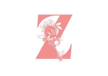 Z. çiçek alfabesi harfleri. Düğün davetiyeleri, tebrik kartları, logolar, posterler ve diğer tasarım için baş harfler mükemmel..