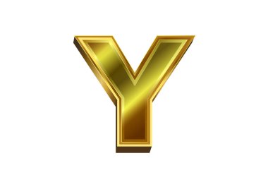 3D altın harf. Beyaz arkaplanda lüks altın alfabesi