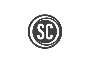 İlk Monogram Harf S C Logo Tasarım Vektör Şablonu. S C Harf Logosu Tasarımı