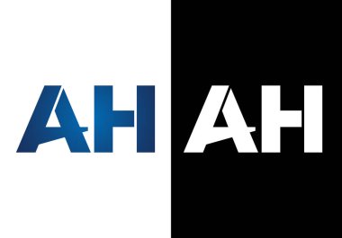 İlk Monogram Harf A H Logo Tasarım Vektör Şablonu. H Harfi Logo Tasarımı