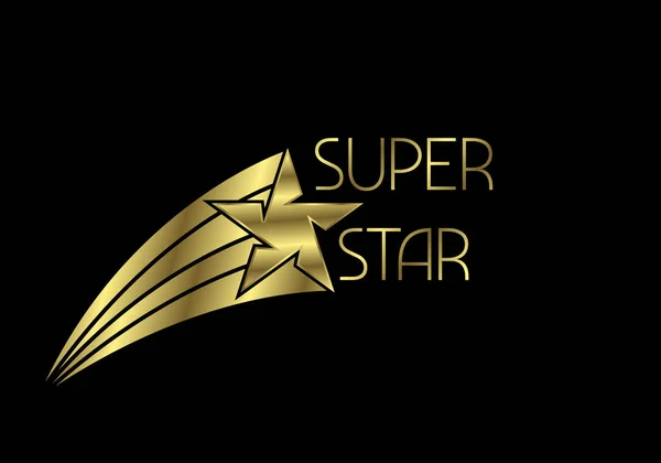 Simbolo Del Segno Del Logo Del Testo Golden Super Star — Vettoriale Stock