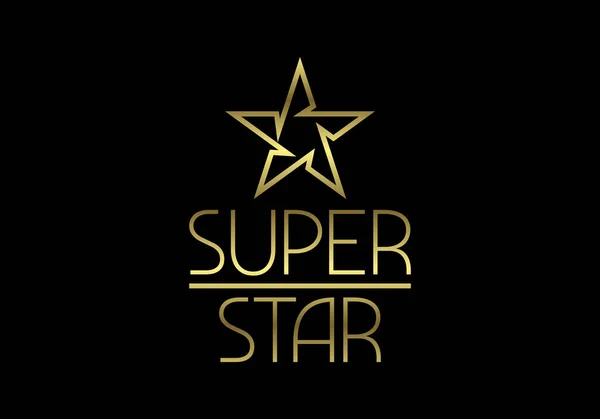 Simbolo Del Segno Del Logo Del Testo Golden Super Star — Vettoriale Stock