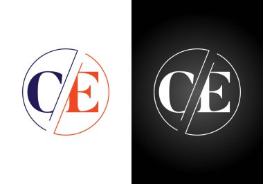 İlk Monogram C E Logo Tasarım Vektör Şablonu. C E Harfi Logo Tasarımı