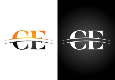 İlk Monogram C E Logo Tasarım Vektör Şablonu. C E Harfi Logo Tasarımı