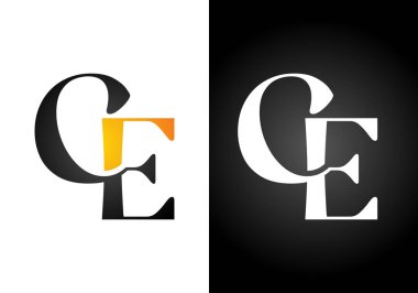 İlk Monogram C E Logo Tasarım Vektör Şablonu. C E Harfi Logo Tasarımı