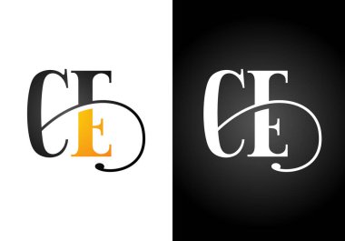 İlk Monogram C E Logo Tasarım Vektör Şablonu. C E Harfi Logo Tasarımı