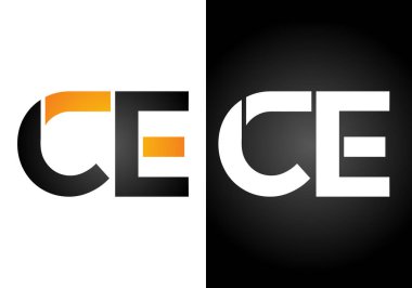 İlk Monogram C E Logo Tasarım Vektör Şablonu. C E Harfi Logo Tasarımı