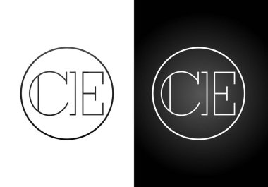 İlk Monogram C E Logo Tasarım Vektör Şablonu. C E Harfi Logo Tasarımı