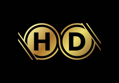 Altın HD Video Çözünürlük Simgesi Logosu, Yüksek çözünürlüklü TV / Oyun Ekran Görüntüleme Etiketi, HD Etiket Web Düğmesi.