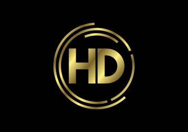 Altın HD Video Çözünürlük Simgesi Logosu, Yüksek çözünürlüklü TV / Oyun Ekran Görüntüleme Etiketi, HD Etiket Web Düğmesi.