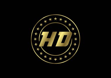 Altın HD Video Çözünürlük Simgesi Logosu, Yüksek çözünürlüklü TV / Oyun Ekran Görüntüleme Etiketi, HD Etiket Web Düğmesi.