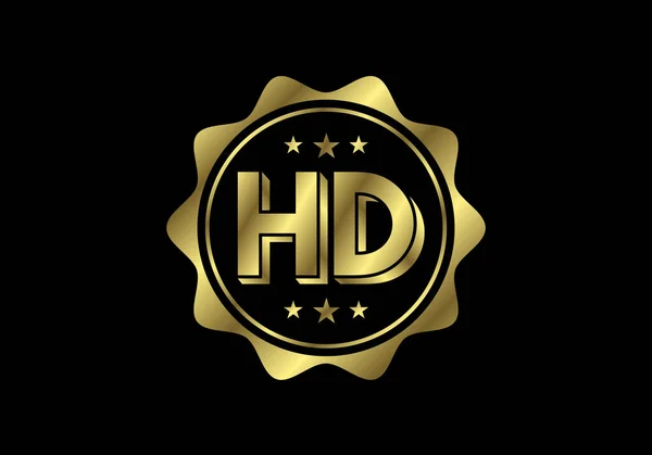 Golden Video Resolution Icon Logo Pantalla Pantalla Pantalla Juego Alta — Vector de stock