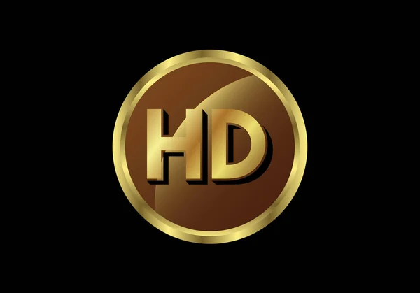 Golden Video Resolution Icon Logo High Definition Οθόνη Παιχνιδιού Ετικέτα — Διανυσματικό Αρχείο