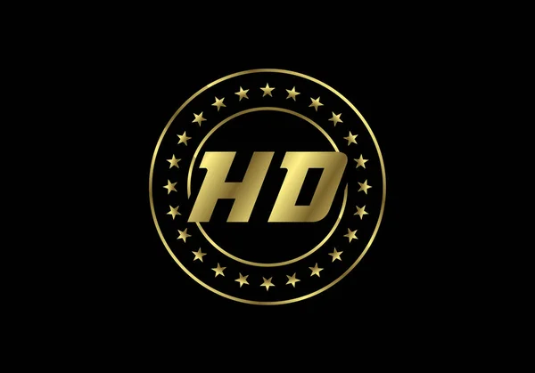 Golden Video Resolution Icon Logo High Definition Οθόνη Παιχνιδιού Ετικέτα — Διανυσματικό Αρχείο