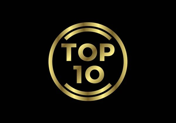Top Dez Ranking Melhor Melhor Ranking Top Sinal Ouro Para — Vetor de Stock