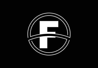 Çember çerçeveli ilk harf F. Şirket iş kimliği için grafiksel alfabe sembolü