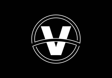 Çember çerçeveli ilk harf V. Şirket iş kimliği için grafiksel alfabe sembolü