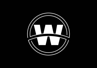 Çember çerçeveli ilk harf W. Şirket iş kimliği için grafiksel alfabe sembolü