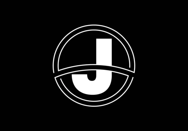 円枠付きの頭文字J コーポレートアイデンティティのためのグラフィックアルファベット記号 — ストックベクタ
