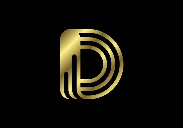 Gouden Hoofdletter Grafisch Alfabet Symbool Voor Logo Affiche Uitnodiging Vectorillustratie — Stockvector