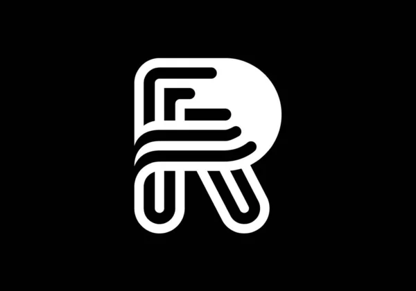 ホワイト大文字R ロゴのグラフィックアルファベット記号 ポスター 招待状 ベクターイラスト — ストックベクタ