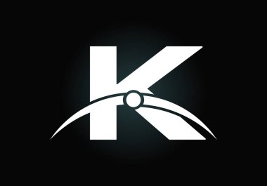 Yaratıcı modern iş tipografisi vektör şablonlu K harfli logo. Dünya 'nın Atmosfer Logosu Kavramı
