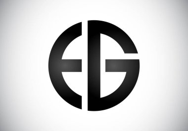 Yaratıcı modern iş tipografi vektör şablonu içeren E G harfli ilk logo. Yaratıcı Soyut Monogram Harfi E G