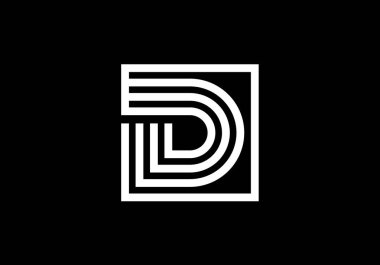 Büyük Satır D Harfi Yaratıcı Satır Harfleri Tasarımı, Logo, Poster ve Davetiye için Grafik Alfabe Sembolü. Vektör İllüstrasyonu