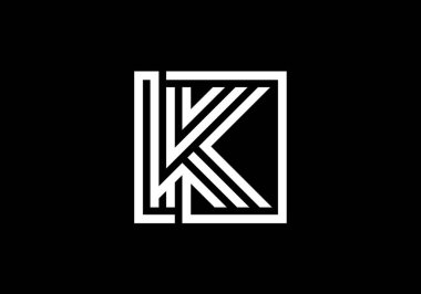 Büyük Satır K Yaratıcı Satır Harfleri Tasarımı, Logo, Poster ve Davetiye için Grafik Alfabe Sembolü. Vektör İllüstrasyonu
