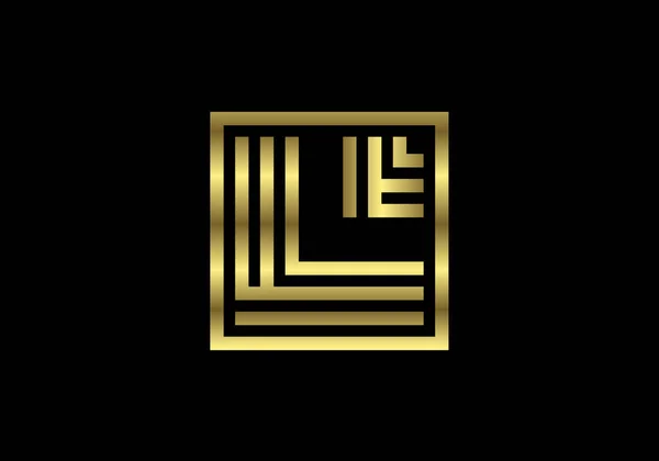 Золотая Заглавная Буква Creative Line Letters Design Графический Алфавит Плакат — стоковый вектор
